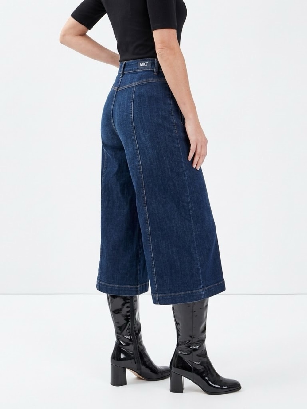 MKT Studio Dark Blue Wide-Leg Cropped Jeans 4